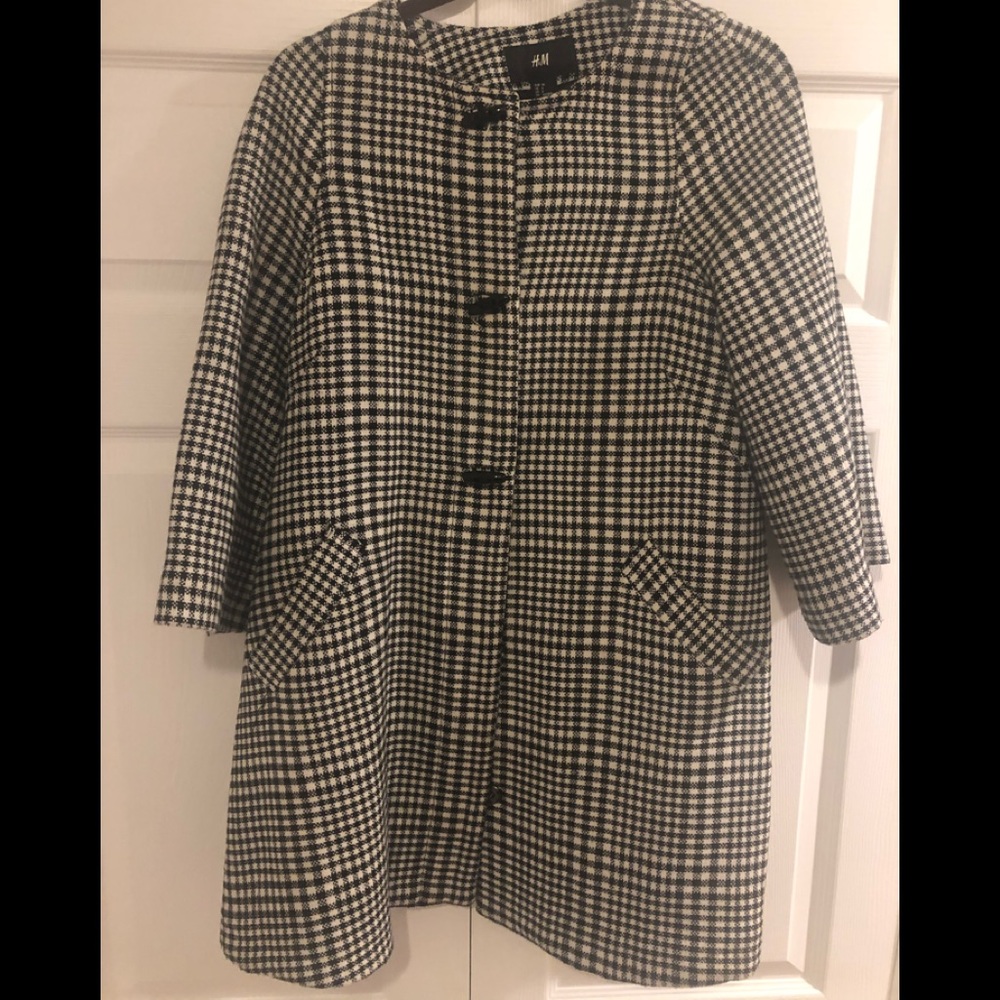 H&M Herringbone plaid swing coat